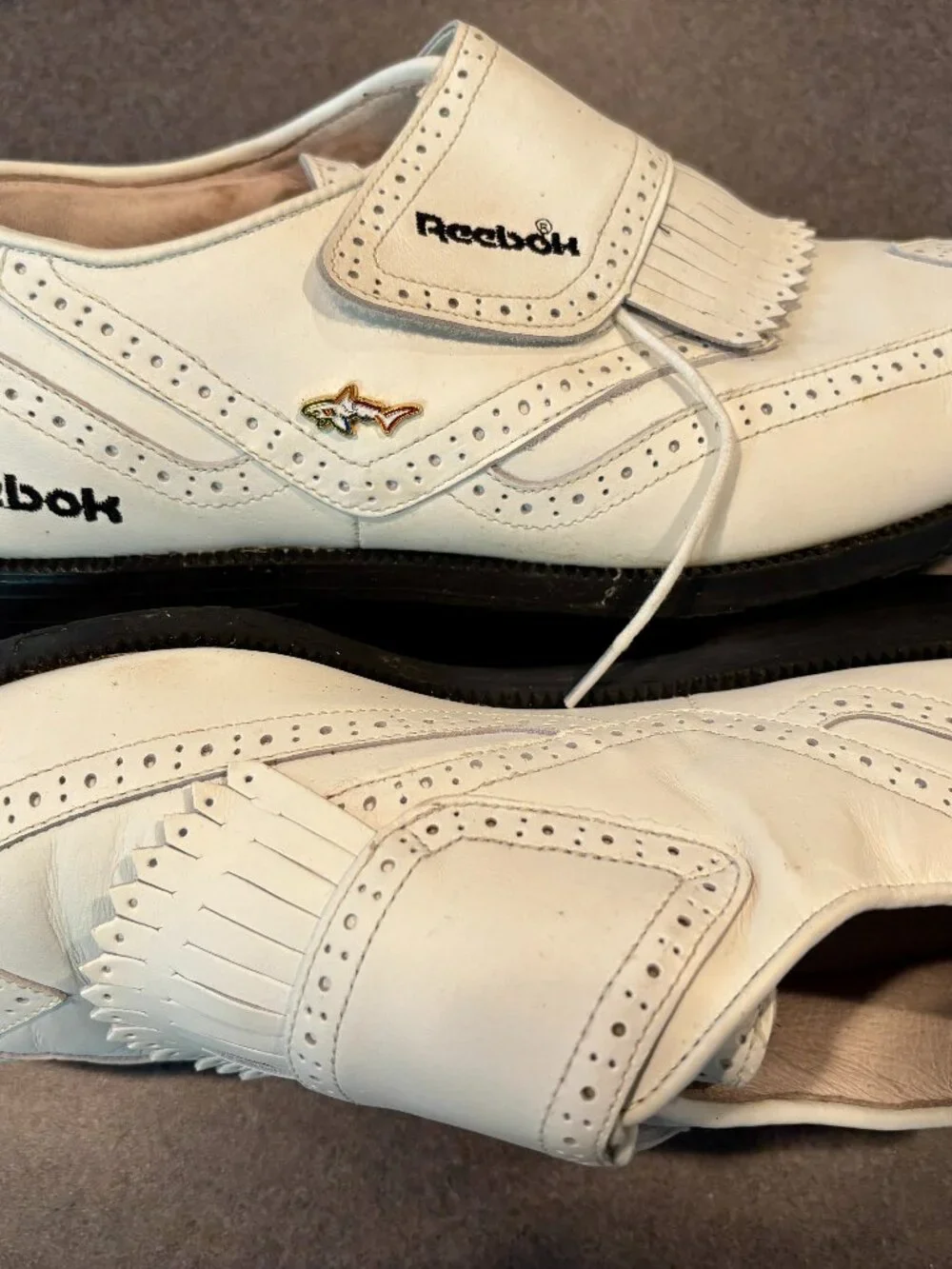 Reebok Greg Norman Collection The Shark White Classic Men's 9 Leather Golf Shoes
